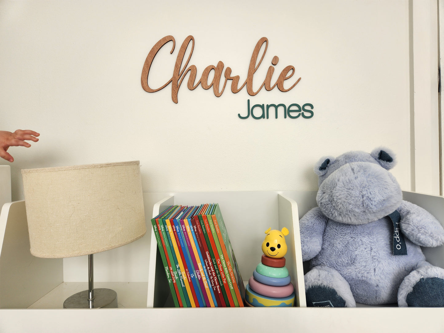 Wood and acrylic first and middle name sign