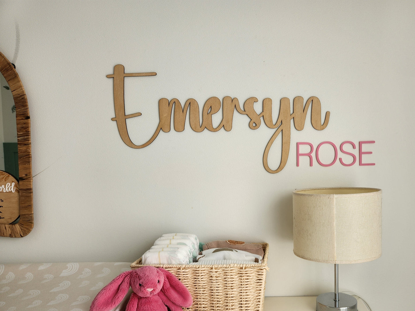 Wood and acrylic first and middle name sign