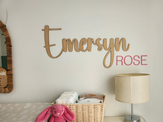 Wood and acrylic first and middle name sign